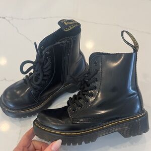 Dr. Martens Kids Black Boots with Yellow Stitching